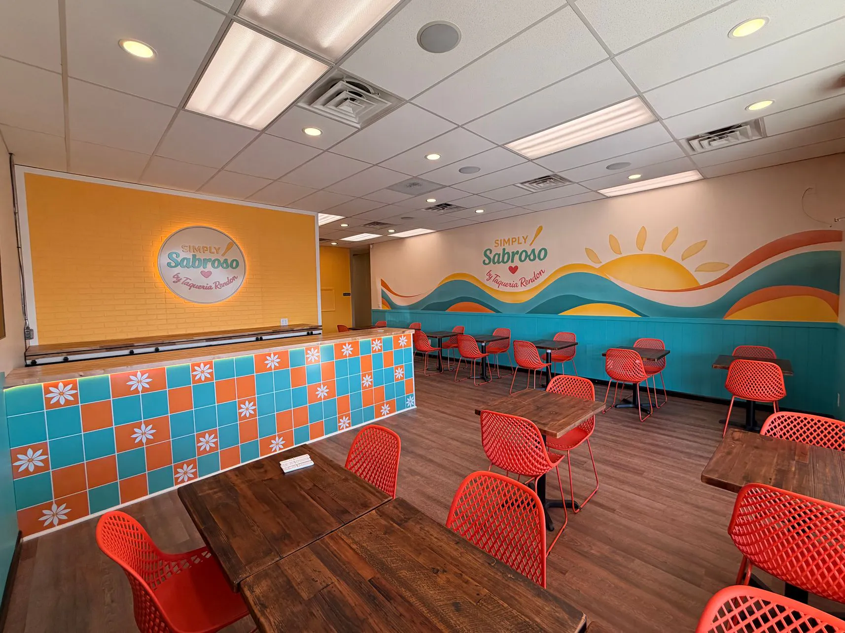 Simply Sabroso restaurant interior with colorful decor at Simply Sabroso by Taqueria Rendon, a Café & Dessert Shop in Northfield